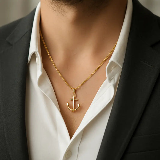 Collana Anchor Gold in Acciaio Oro Lucido